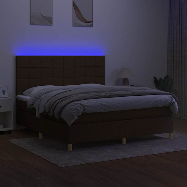 vidaXL &Kappa;&rho;&epsilon;&beta;ά&tau;&iota; Boxspring &mu;&epsilon; &Sigma;&tau;&rho;ώ&mu;&alpha; & LED &Sigma;&kappa;.&Kappa;&alpha;&phi;έ 180x200&epsilon;&kappa;. &Upsilon;&phi;&alpha;&sigma;&mu;ά&tau;&iota;&nu;&omicron;
