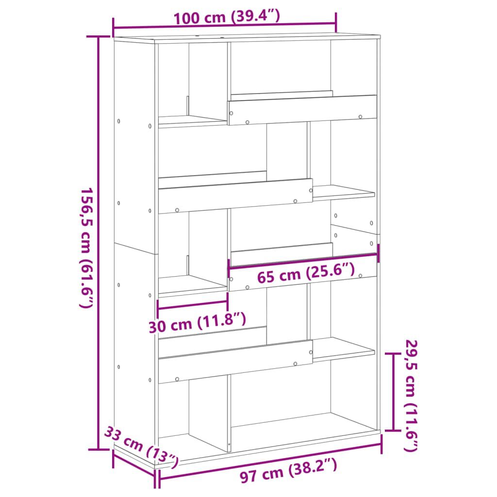 vidaXL Βιβλιοθήκη Γκρι Sonoma 100x33x156,5 εκ. από Επεξεργ. Ξύλο