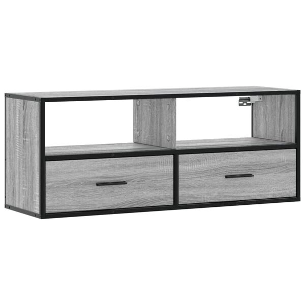 vidaXL Έπιπλο Τηλεόρασης Γκρι Sonoma 100x31x39,5 εκ. Επεξ.Ξύλο/Μέταλλο