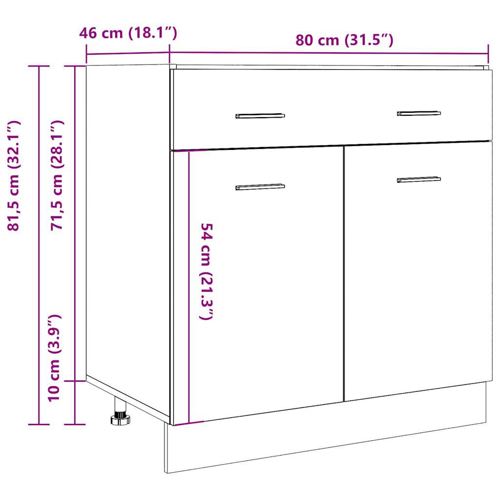 vidaXL Ντουλάπι με Συρτάρι Lyon Γκρι Σκυροδέματος 80x46x81,5 εκ