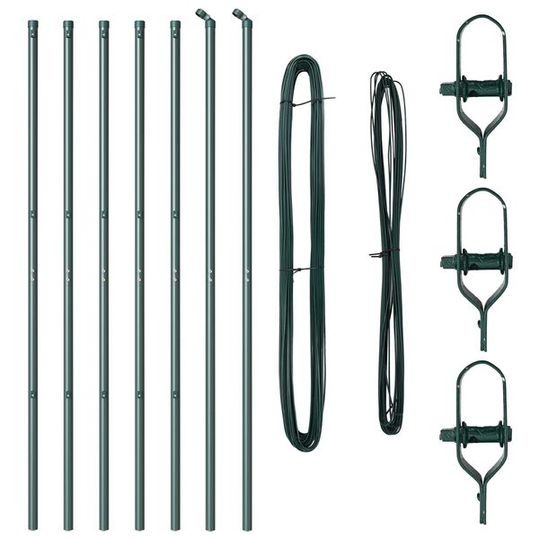 vidaXL Σύνολο πόλων φence 7 pcs Πράσινο Ø32mm 160 εκ Ατσάλι