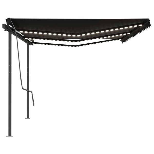 vidaXL Τέντα Αυτόματη με LED & Αισθητήρα Ανέμου Ανθρακί 6 x 3 μ.