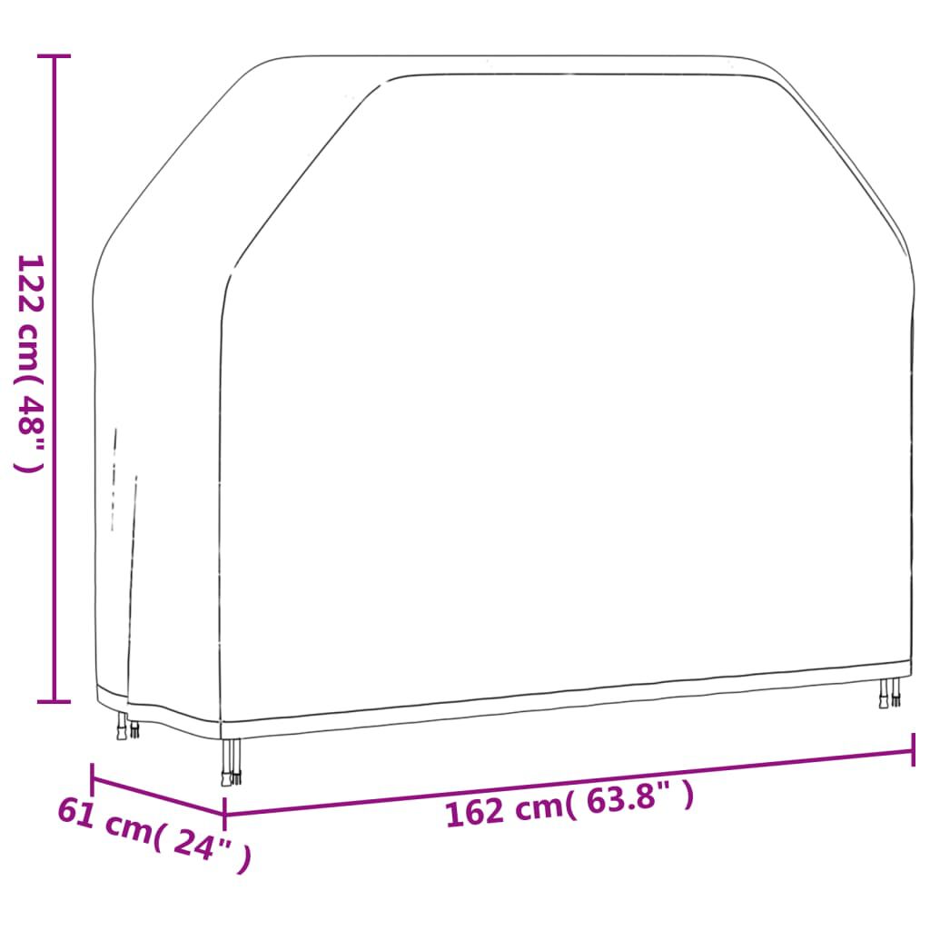 vidaXL Κάλυμμα Ψησταριάς 162x61x122 εκ. Μαύρο 420D Ύφασμα Oxford