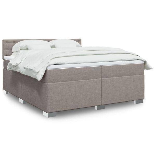 vidaXL &Kappa;&rho;&epsilon;&beta;ά&tau;&iota; Boxspring &mu;&epsilon; &Sigma;&tau;&rho;ώ&mu;&alpha; Taupe 200x200 &epsilon;&kappa;. &Upsilon;&phi;&alpha;&sigma;&mu;ά&tau;&iota;&nu;&omicron;