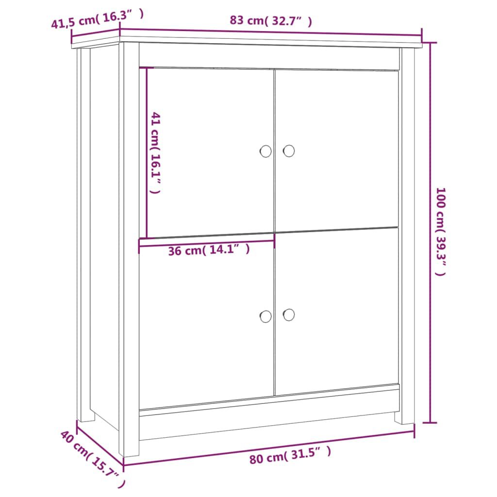 vidaXL Ντουλάπι Καφέ Μελί 83x41,5x100 εκ. από Μασίφ Ξύλο Πεύκου