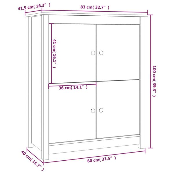 vidaXL Ντουλάπι Καφέ Μελί 83x41,5x100 εκ. από Μασίφ Ξύλο Πεύκου