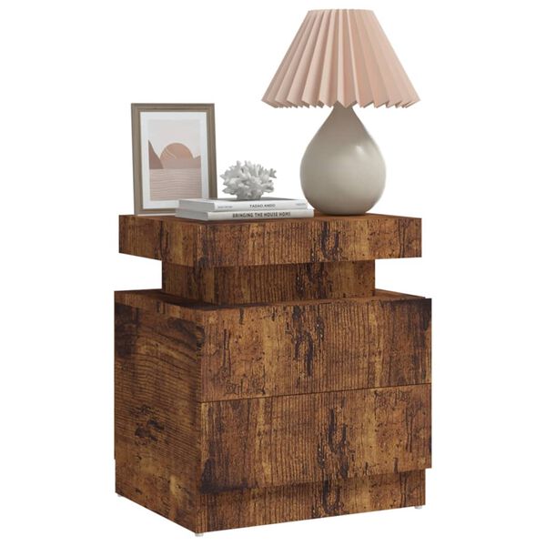 vidaXL Κομοδίνο Καπνιστή Δρυς 45 x 35 x 52 εκ. από Επεξεργασμένο Ξύλο