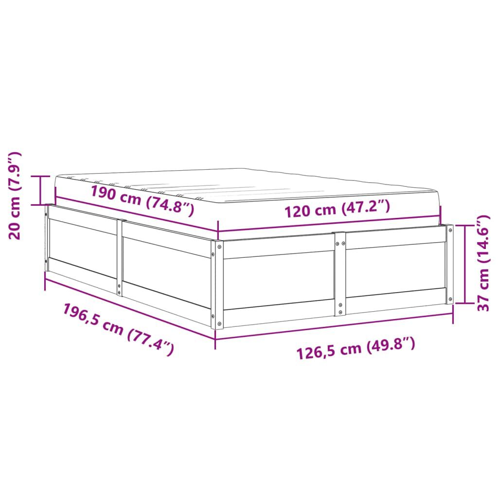 vidaXL Κρεβάτι με Στρώμα Καφέ Κεριού 120x190 εκ Μασίφ Ξύλο Πεύκου