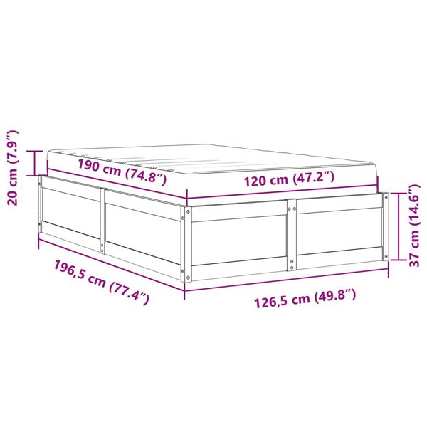 vidaXL Κρεβάτι με Στρώμα Καφέ Κεριού 120x190 εκ Μασίφ Ξύλο Πεύκου