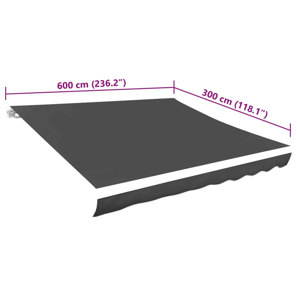 vidaXL Τεντόπανο Ανθρακί 600 x 300 εκ. από Καραβόπανο