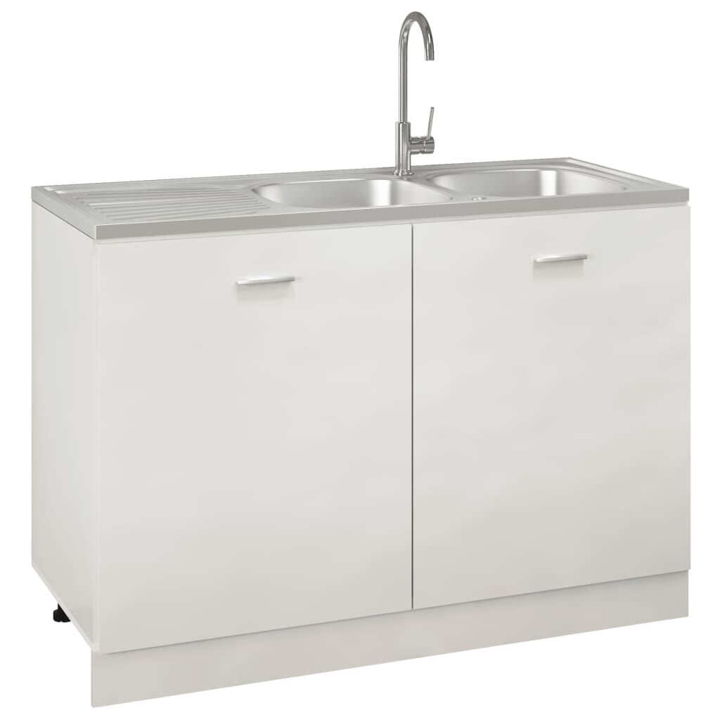 vidaXL Νεροχύτης Διπλή Γούρνα Ασημί 1200x500x155 χιλ. Ανοξείδ. Ατσάλι