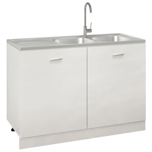 vidaXL Νεροχύτης Διπλή Γούρνα Ασημί 1200x500x155 χιλ. Ανοξείδ. Ατσάλι
