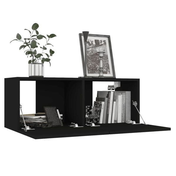 vidaXL Έπιπλα Τηλεόρασης 4 τεμ. Μαύρα 80 x 30 x 30 εκ. από Επεξ. Ξύλο