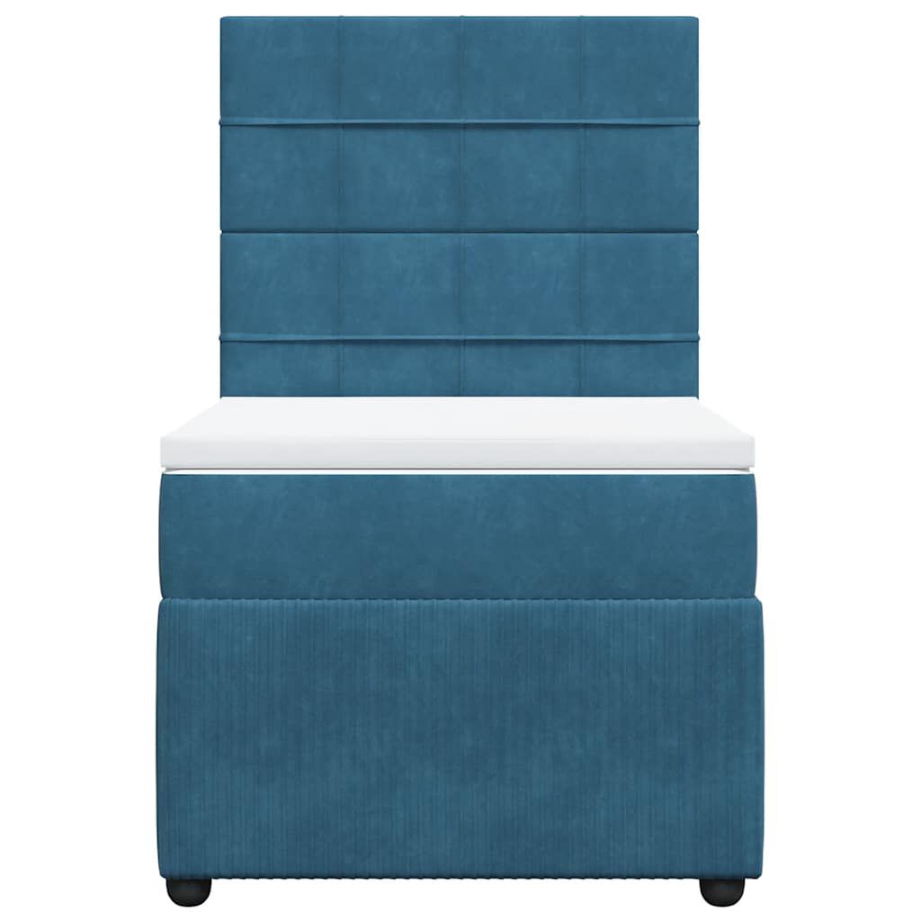 vidaXL Κρεβάτι Boxspring με Στρώμα Μπλε 100x200 εκ. Βελούδινο