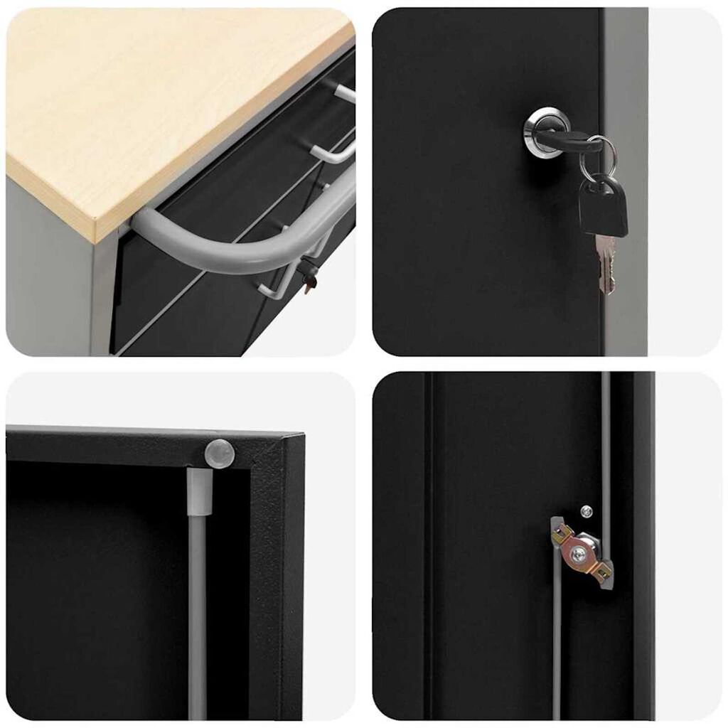 vidaXL Εργαστήριο με συρτάρι Μαύρο και γκρι 75 x 45 x 85 εκ.