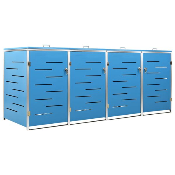 vidaXL Πλαίσιο Κάδων Απορρ. Τετραπλό Ρόδες 276,5x77,5x112,5εκ Αν. Ατσ.
