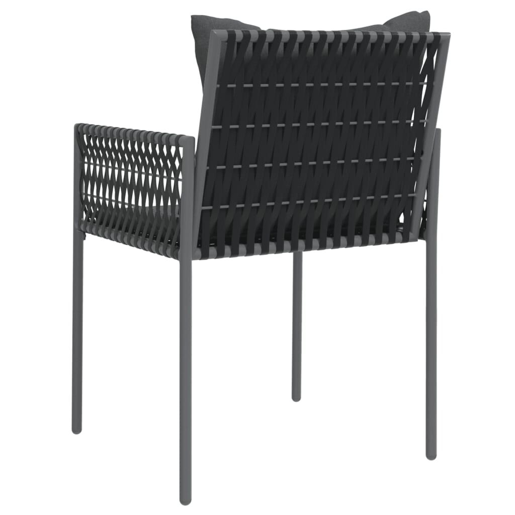 vidaXL Καρέκλες Κήπου 2 τεμ. Μαύρο 54x61x83 εκ Συνθ. Ρατάν & Μαξιλάρια