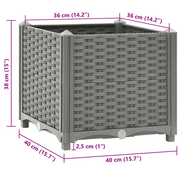 vidaXL Ζαρντινιέρα 40 x 40 x 38 εκ. από Πολυπροπυλένιο