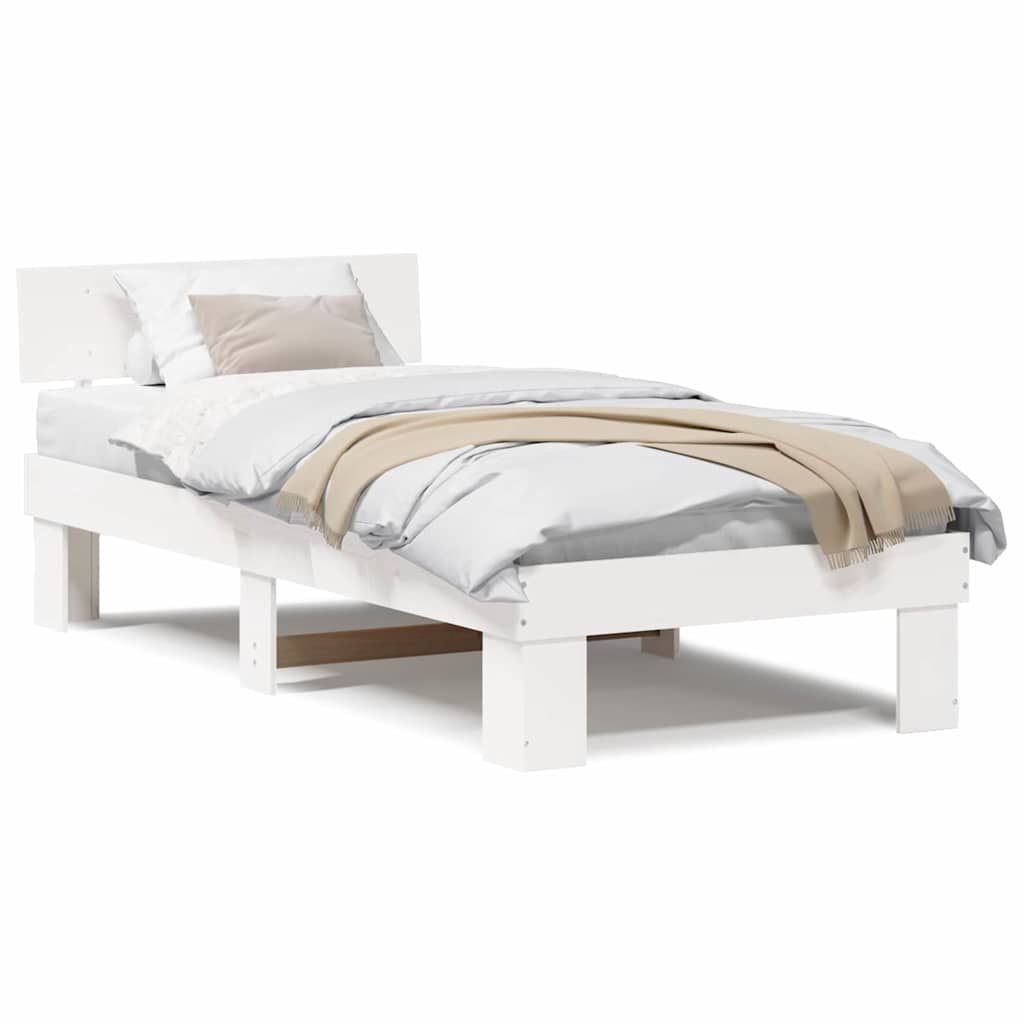 vidaXL Σκελετός Κρεβατιού Λευκό 75 x 190 cm Μασίφ ξύλο πεύκου