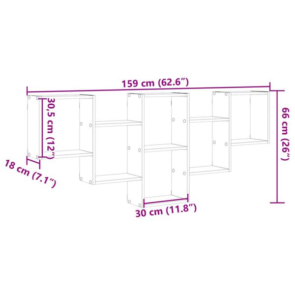 vidaXL Ραφιέρα Τοίχου Λευκό 159x18x66 εκ. από Επεξ. Ξύλο