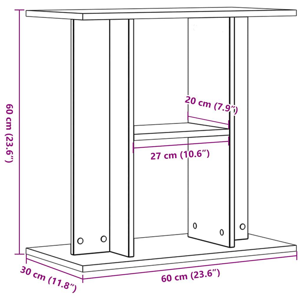 vidaXL Βάση Ενυδρείου Όψη Παλαιού Ξύλου 60x30x60 εκ. Επεξ. Ξύλο