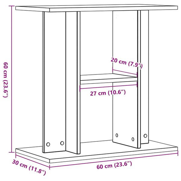 vidaXL Βάση Ενυδρείου Όψη Παλαιού Ξύλου 60x30x60 εκ. Επεξ. Ξύλο