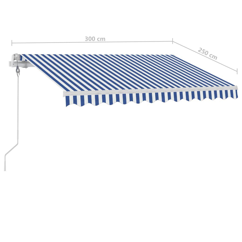 vidaXL Τέντα Αυτόματη με LED & Αισθητήρα Ανέμου Μπλε/Λευκό 300x250 εκ.