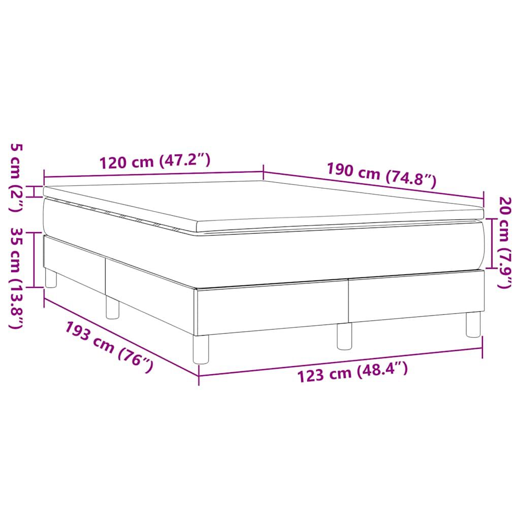vidaXL Κρεβάτι Boxspring με Στρώμα Κρεμ 120x190 εκ. Υφασμάτινο
