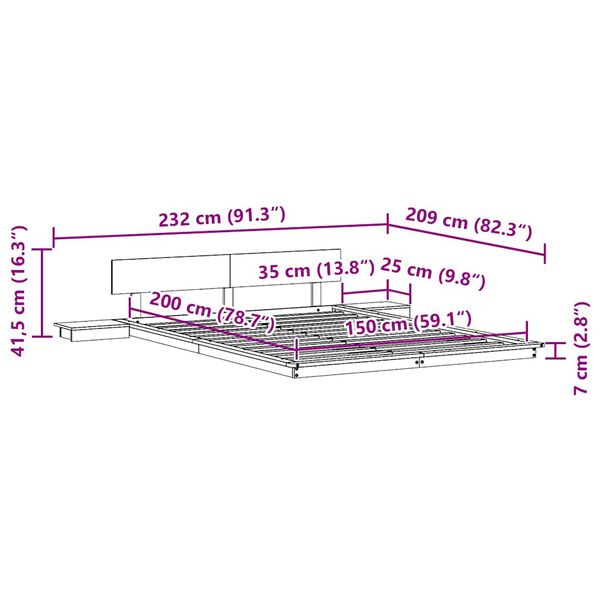 vidaXL Σκελετός Κρεβατιού Καφέ 150 x 200 cm ξύλο