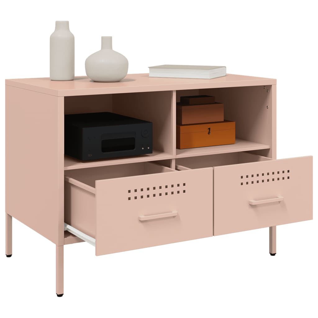 vidaXL Έπιπλα Τηλεόρασης 2 τεμ. Ροζ 68x39x50,5 εκ. από Χάλυβα