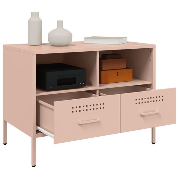 vidaXL Έπιπλα Τηλεόρασης 2 τεμ. Ροζ 68x39x50,5 εκ. από Χάλυβα