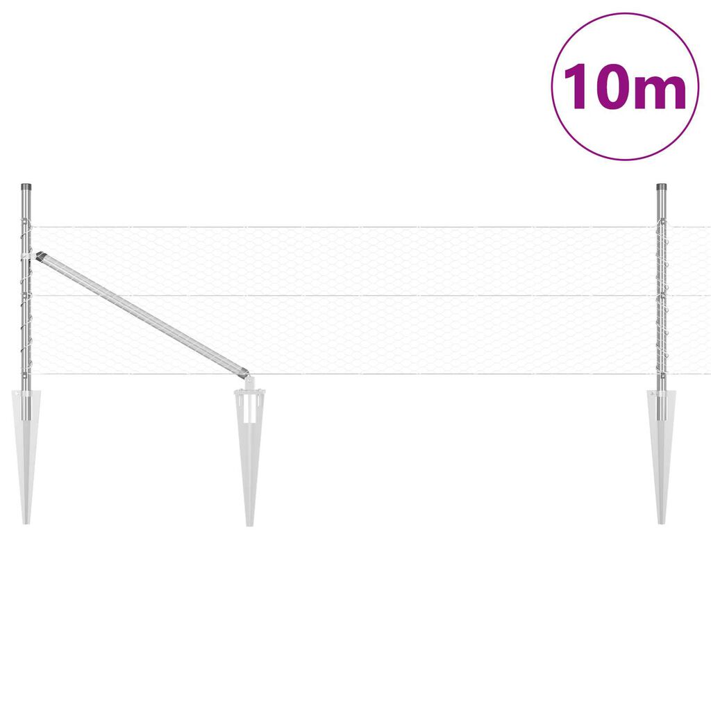 vidaXL Φράχτης με Στήλες. Ασημί 0.5 x 10 μ. Ατσάλι με επικάλυψη PVC