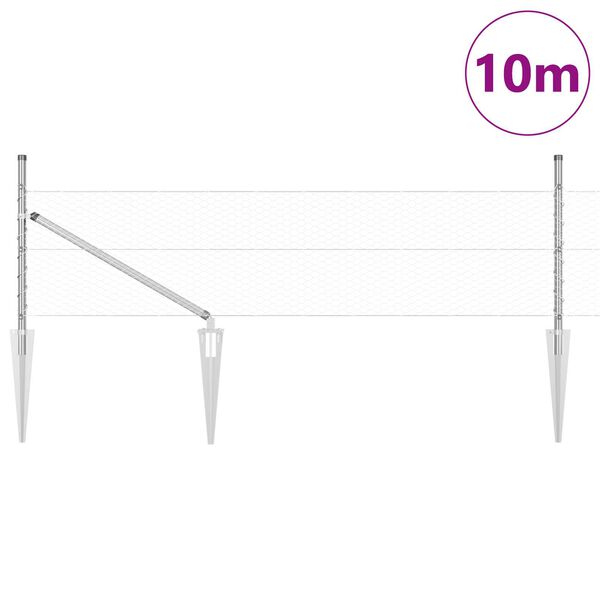vidaXL Φράχτης με Στήλες. Ασημί 0.5 x 10 μ. Ατσάλι με επικάλυψη PVC