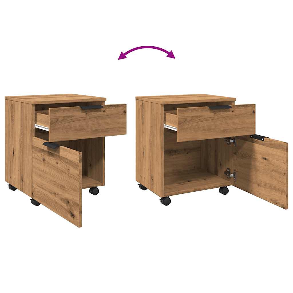 Κινητό ντουλάπι αρχείων vidaXL με τροχούς Artisan Oak