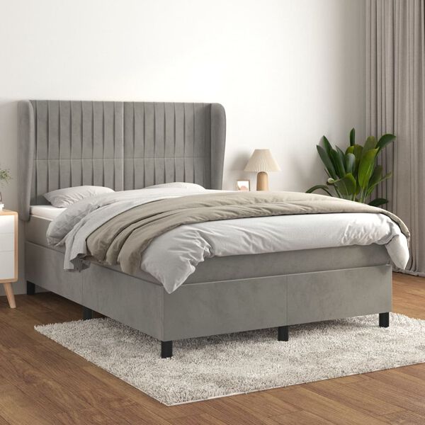 vidaXL &Kappa;&rho;&epsilon;&beta;ά&tau;&iota; Boxspring &mu;&epsilon; &Sigma;&tau;&rho;ώ&mu;&alpha; &Alpha;&nu;&omicron;&iota;&chi;&tau;ό &Gamma;&kappa;&rho;&iota; 140x190 &epsilon;&kappa;. &Beta;&epsilon;&lambda;&omicron;ύ&delta;&iota;&nu;&omicron;