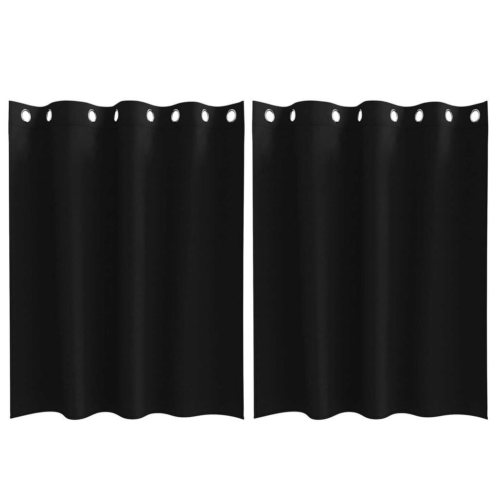 vidaXL Κουρτίνες με κουρτίνες 2 pcs Μαύρο 140 x 140 cm Πολυεστέρας