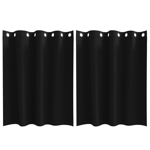 vidaXL Κουρτίνες με κουρτίνες 2 pcs Μαύρο 140 x 140 cm Πολυεστέρας