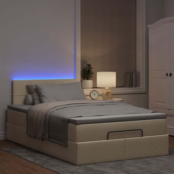 vidaXL &Omicron;&theta;&omega;&mu;&alpha;&nu;&iota;&kappa;ό &kappa;&rho;&epsilon;&beta;ά&tau;&iota; &mu;&epsilon; &sigma;&tau;&rho;ώ&mu;&alpha; & LEDs Cream 120x190cm ύ&phi;&alpha;&sigma;&mu;&alpha;