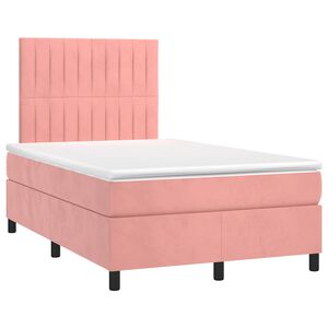 vidaXL Κρεβάτι Boxspring με Στρώμα Ροζ 120x190 εκ. Βελούδινο