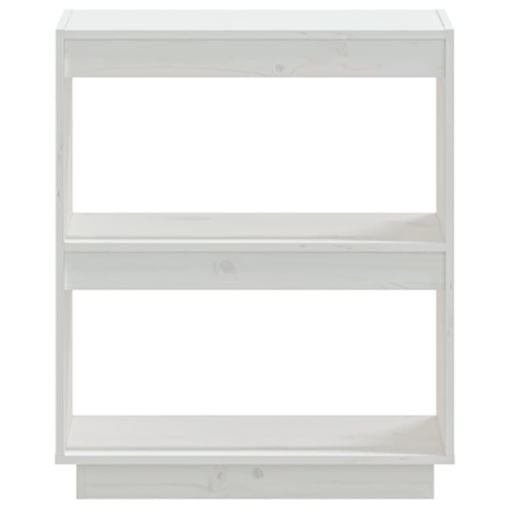 vidaXL Βιβλιοθήκη Λευκή 60 x 35 x 71 εκ. από Μασίφ Ξύλο Πεύκου