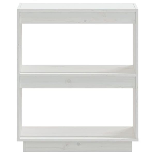 vidaXL Βιβλιοθήκη Λευκή 60 x 35 x 71 εκ. από Μασίφ Ξύλο Πεύκου