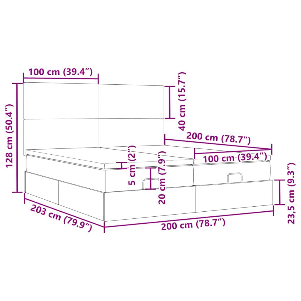 vidaXL Οθωμανικό κρεβάτι με στρώματα μπλε 200x200cm ύφασμα