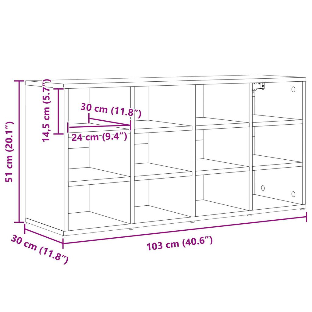 vidaXL Ντουλάπα Παπουτσιών Λευκό 52.5 x 30 x 50 εκ. Επεξεργασμένο ξύλο