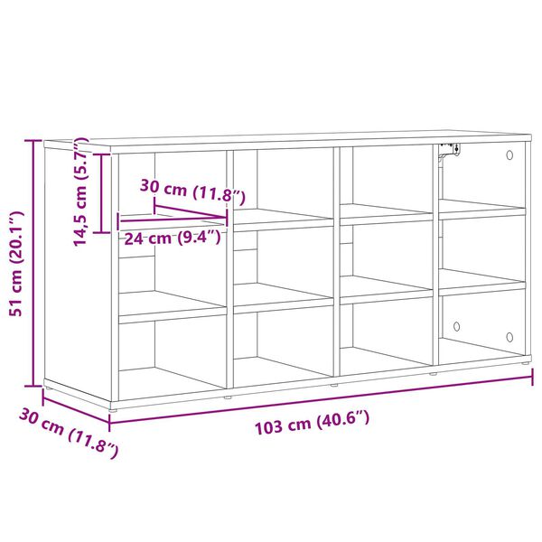 vidaXL Ντουλάπα Παπουτσιών Λευκό 52.5 x 30 x 50 εκ. Επεξεργασμένο ξύλο