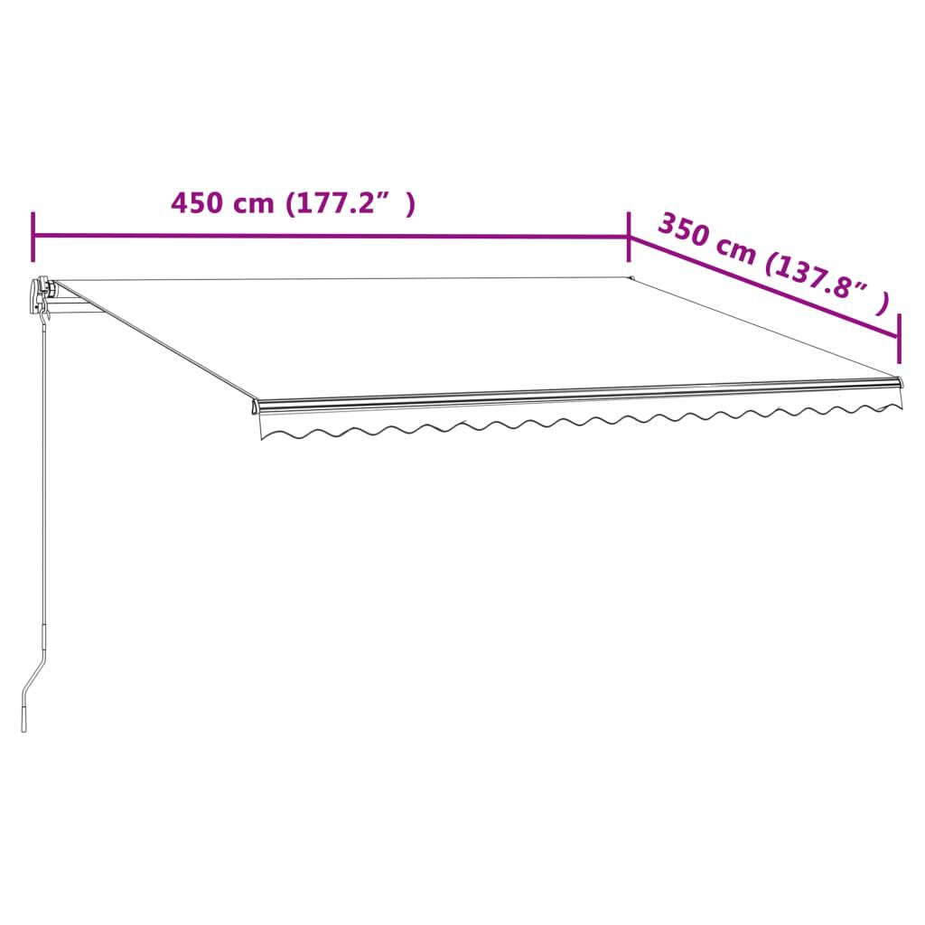 vidaXL Τέντα Συρόμενη Αυτόματη Μπλε / Λευκό 450 x 350 εκ.