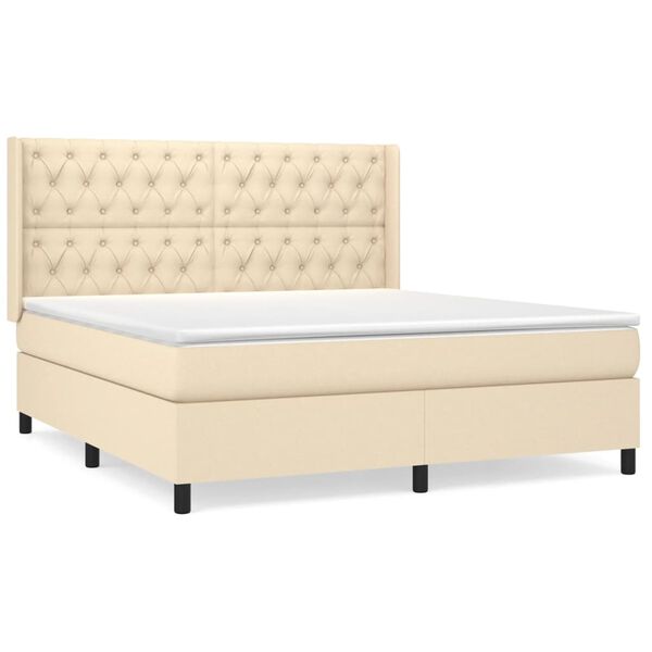 vidaXL &Kappa;&rho;&epsilon;&beta;ά&tau;&iota; Boxspring &mu;&epsilon; &Sigma;&tau;&rho;ώ&mu;&alpha; &Kappa;&rho;&epsilon;&mu; 160x200 &epsilon;&kappa;. &Upsilon;&phi;&alpha;&sigma;&mu;ά&tau;&iota;&nu;&omicron;
