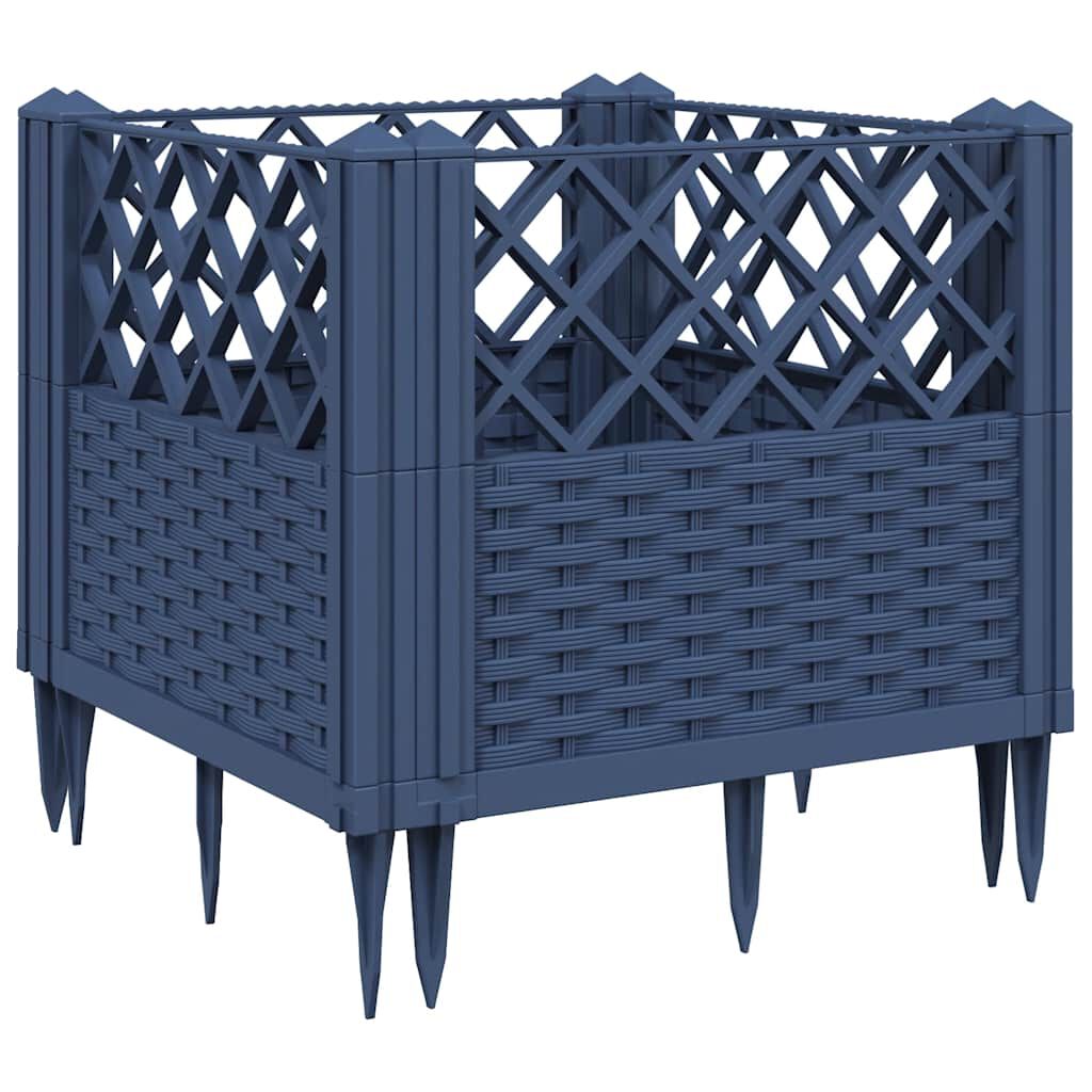 vidaXL Ζαρντινιέρα με Πασσάλους Μπλε Γκρι 43,5x43,5x43,5 εκ. Πολυπροπυλένιο