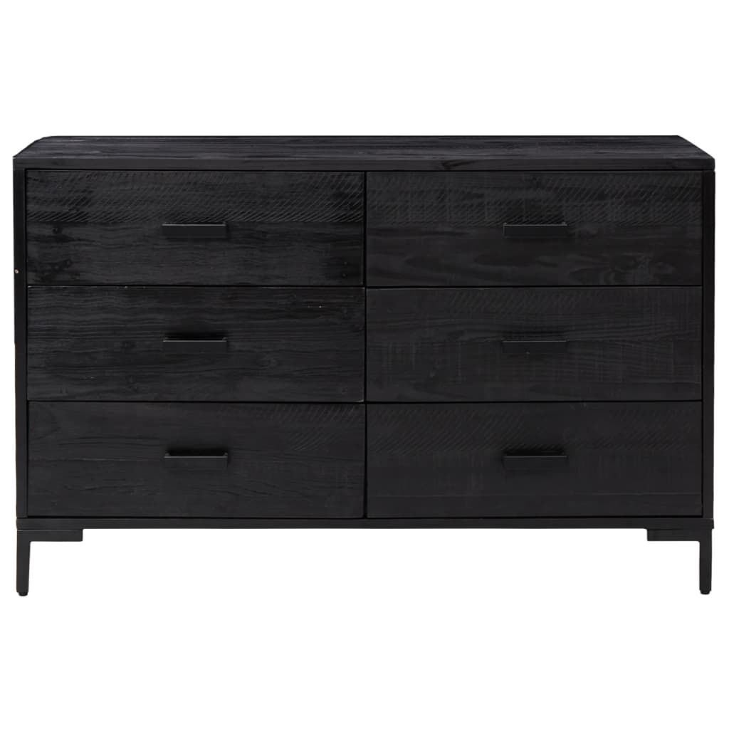 vidaXL Ντουλάπι Μαύρο 110 x 35 x 70 εκ. από Μασίφ Ξύλο Πεύκου