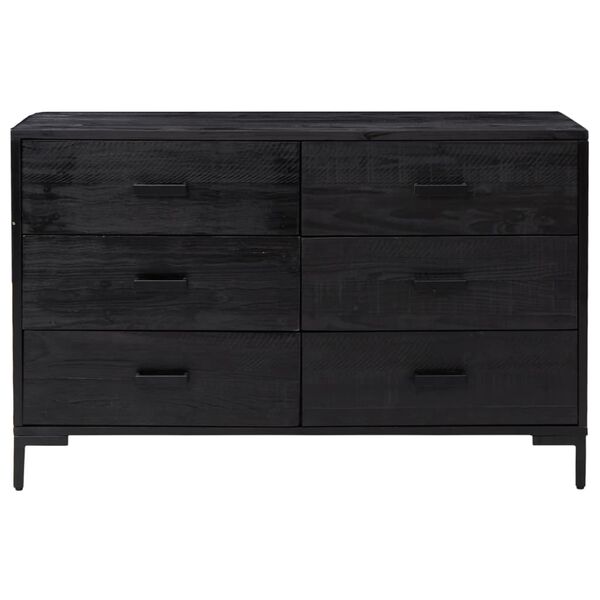 vidaXL Ντουλάπι Μαύρο 110 x 35 x 70 εκ. από Μασίφ Ξύλο Πεύκου