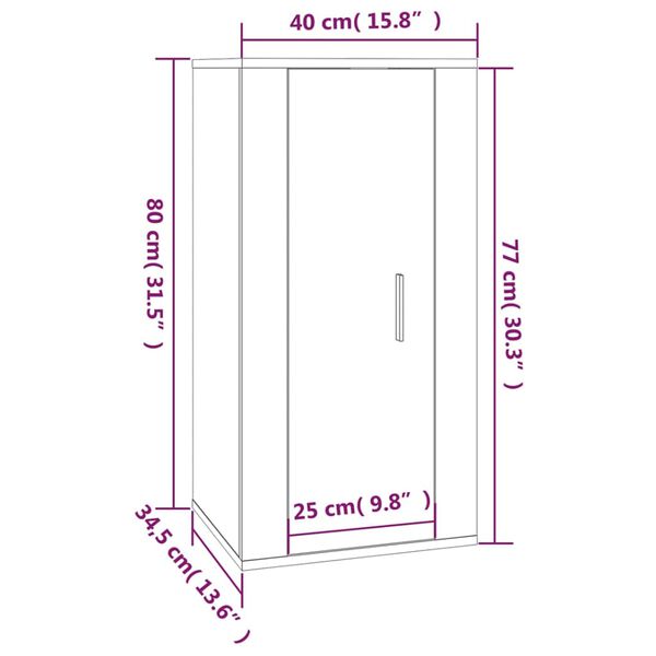 vidaXL Έπιπλο Τηλεόρασης Επιτοίχιο Λευκό 40x34,5x80 εκ.
